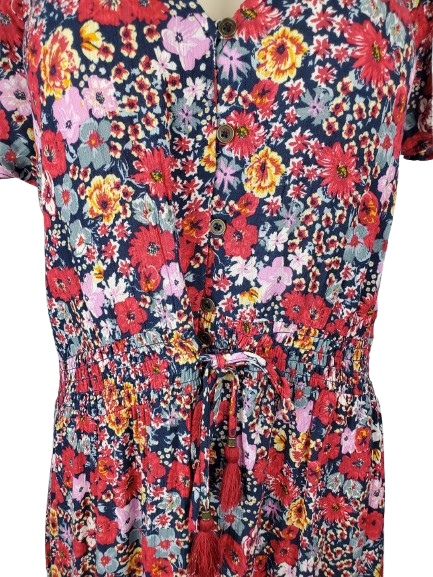 Floral dress with colorful pattern on a white background