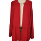 Red cardigan on a mannequin with a white background