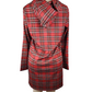 Red plaid dress on a mannequin against a white background