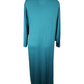 Teal dress on a mannequin against a white background
