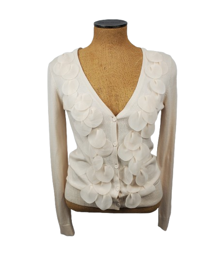 Ann Taylor women's cream button down sweater size S
