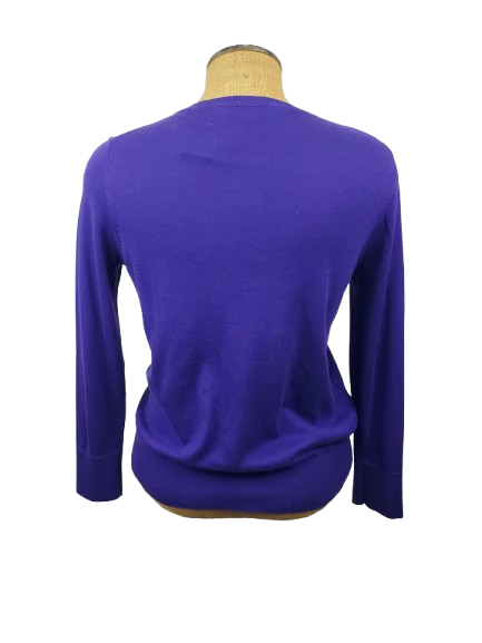 purple button down sweater with sleeves