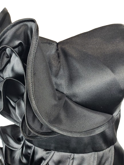 Onyx Nite women's black ruffle detail tube dress size 12