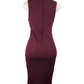 Maroon dress on a mannequin against a white background