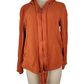 Women’s orange textured zip-up hoodie with tie detail and front pockets displayed on mannequin.