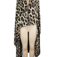 Leopard print shawl draped over a mannequin on a white background