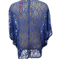 Blue lace shrug on a mannequin against a white background