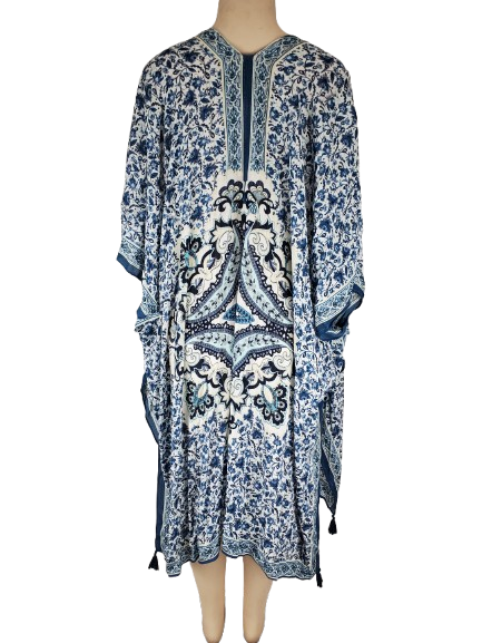 Vince Camuto women's blue and white floral  size kimono O/S