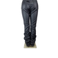 Black leather pants on a mannequin against a white background