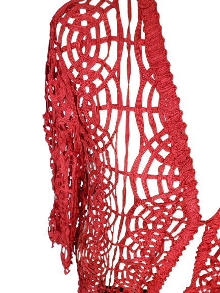 Chico's Travelers Collection women's crochet red cover-up size 3