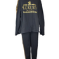 black tracksuit with gold accents and 'LUXURY' text on a white background
