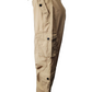 Beige pants with multiple pockets on a white background