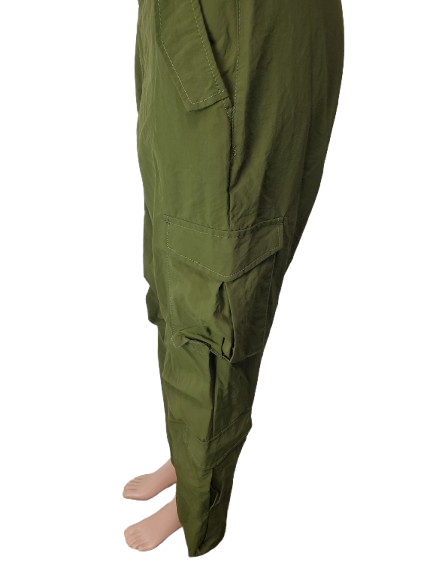 Green cargo pants on a white background