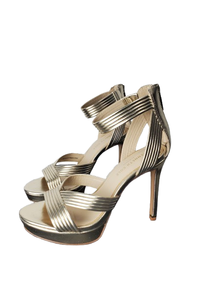 gold strappy heelswith zipper