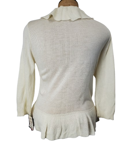 cream sweater with a collar on a white background