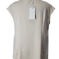 Beige sleeveless top on a mannequin with a white background