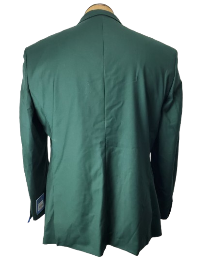 Green jacket on a mannequin against a white background