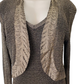 Knitted brown cardigan on a mannequin against a white background