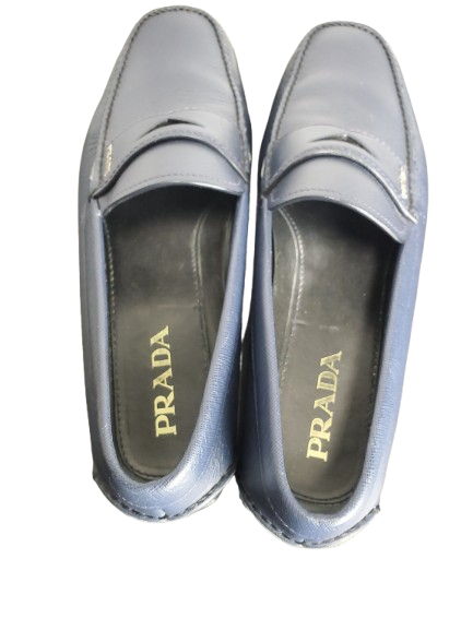 prada blue men loafers