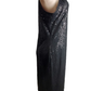 Black sequin dress on a mannequin against a white background
