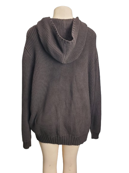 Brown hoodie on a mannequin against a white background