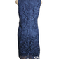 Blue lace dress on a mannequin against a white background