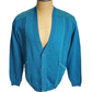 Blue cardigan on a mannequin against a white background