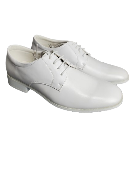 White dress shoes on a white background