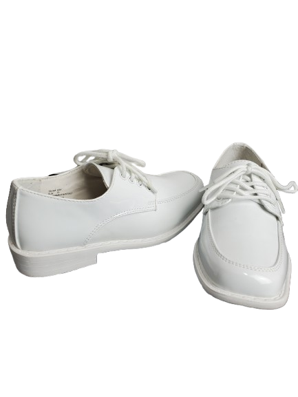 Pair of white easter shoes on a white background