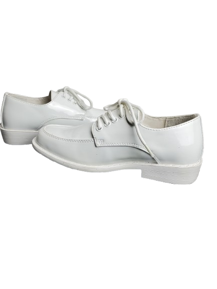 White leather shoes on a white background