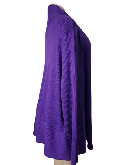 Purple sweater on a mannequin against a white background