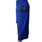 Blue pants with a visible brand label on a mannequin against a white background