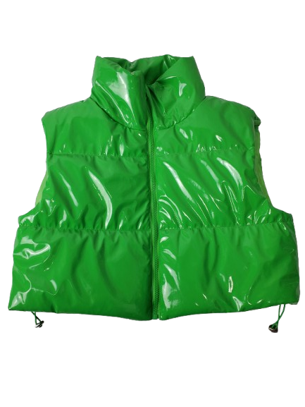 Green women's vest on a white background