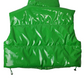 Green patent vest on a white background