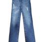 Pair of blue jeans on a white background