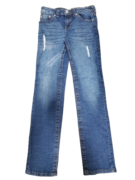 Pair of blue jeans on a white background