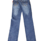 Pair of blue jeans on a white background