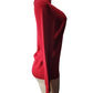 Red hooded sweatshirt on a mannequin against a white background