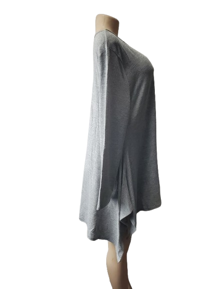 Gray top on a mannequin against a white background