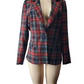 Plaid blazer on a mannequin against a white background
