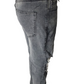 Gray distressed jeans on a white background