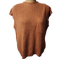 Brown sleeveless knitted vest on a mannequin against a white background