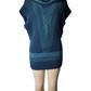 Blue knitted poncho on a mannequin against a white background