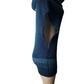 Blue knitted dress with a hood on a white background