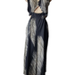 Black and white patterned dress on a mannequin against a white background
