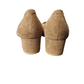 Pair of brown suede high-heeled shoes on a white background