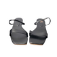 Pair of black sandals on a white background