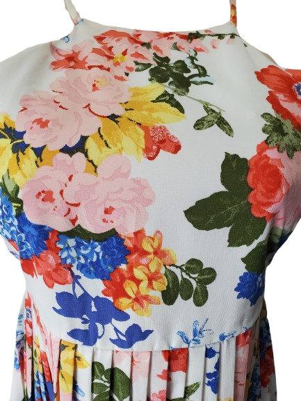 Colorful floral dress on a white background