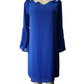 Blue dress on a mannequin against a white background