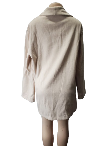 Beige coat on a mannequin against a white background